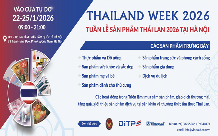 Trân trọng kính mời Quý vị đến tham quan Hội chợ Thương mại Thái Lan quy mô lớn ngay tại trung tâm Hà Nội!